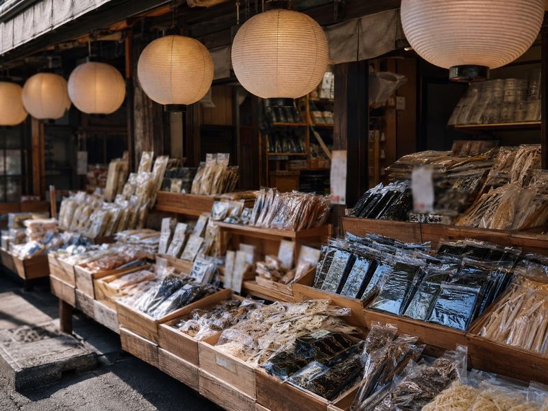 Stalls and crowds in the Tsukiji Outer Market, Tokyo